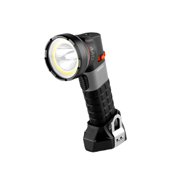 Compact black and gray handheld spotlight with textured grip and adjustable beam for home improvement tasks