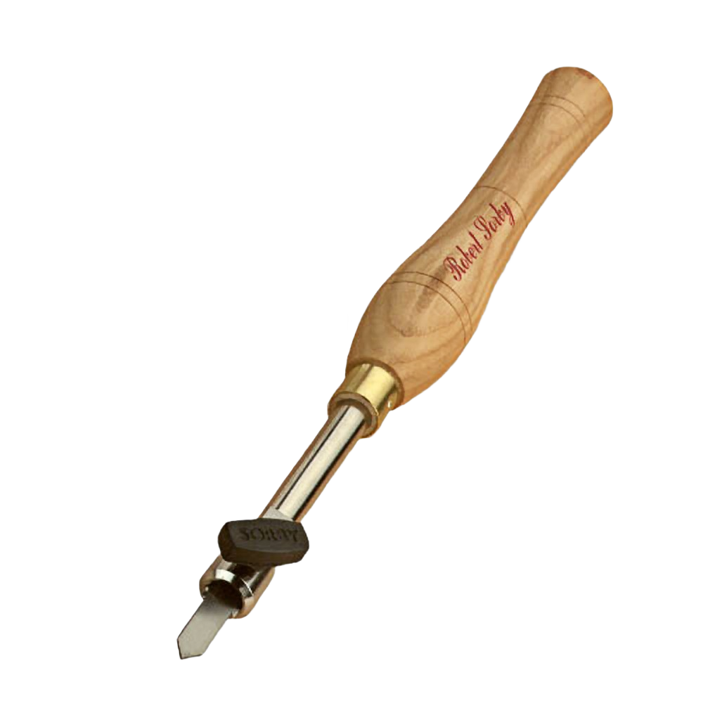 Wood handle woodworking chatter tool with brass ferrule and adjustable steel blade for home improvement projects