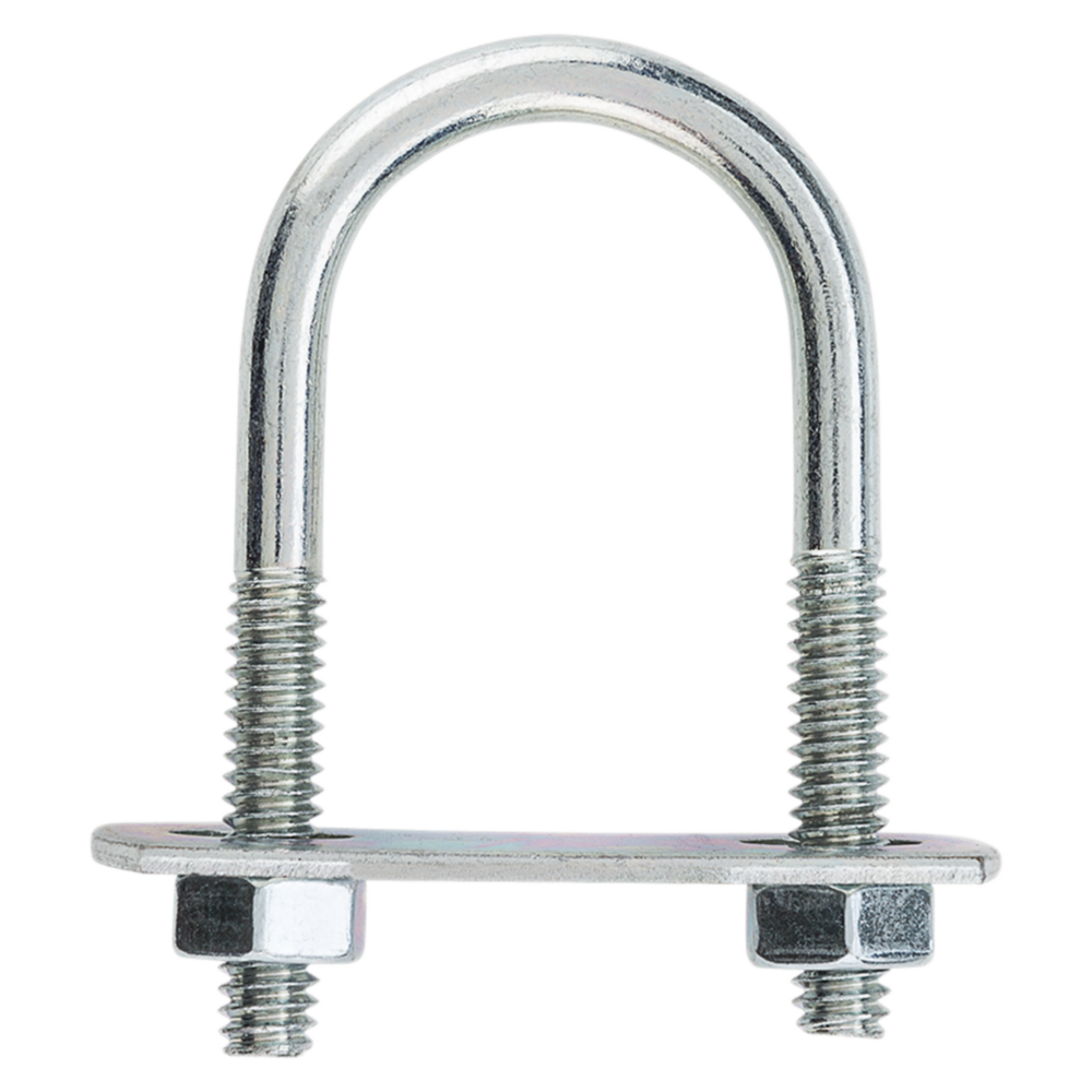 Zinc-plated round U bolt with threaded ends and nuts for secure fastening in hardware and home improvement tools under $50