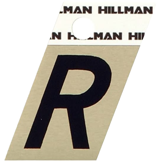 Hillman 1-1/2 Inch Black & Gold Aluminum Angle Cut Sticker Letter R