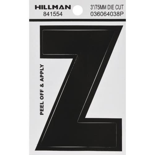 Black vinyl die cut peel-off sticker letter Z for labeling and home improvement applications