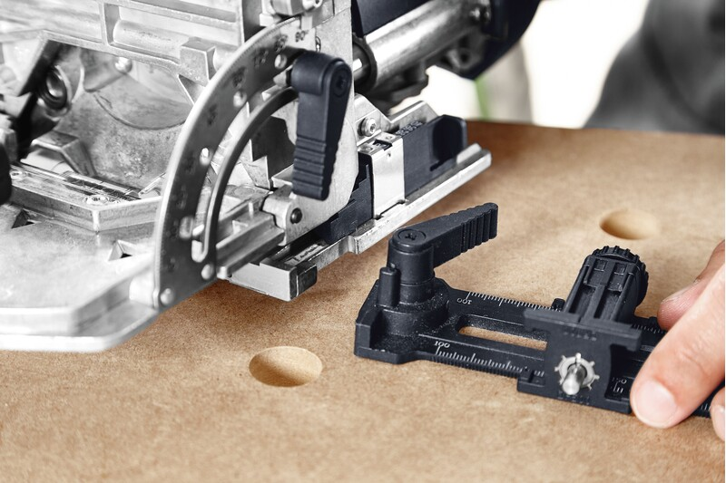 Black Festool woodworking tool accessory for precise mortise placement in power and woodworking tool collections