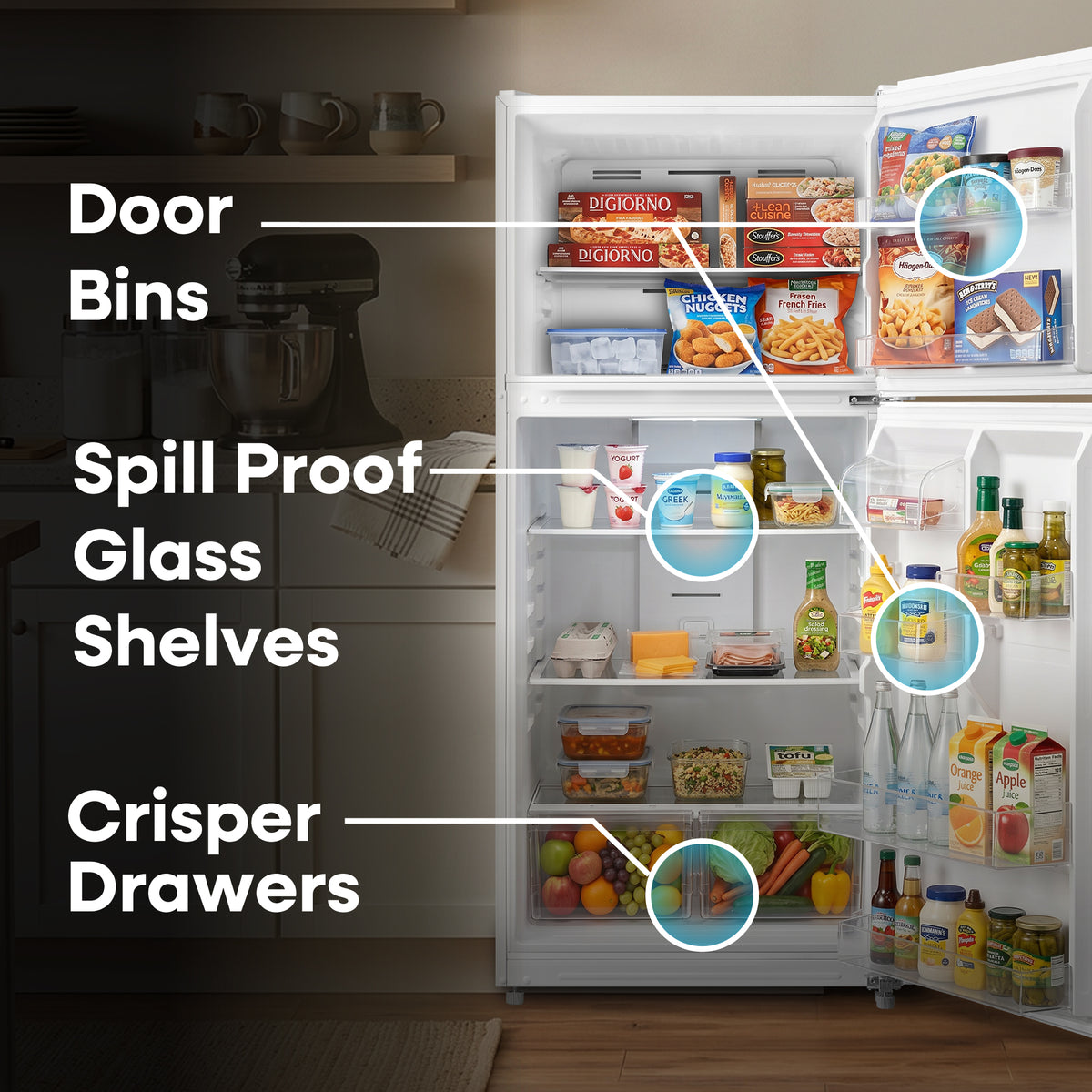 Element Electronics 18.1 cu. ft. Top Freezer Refrigerator - White, ENERGY STAR (ERT18CSEW)