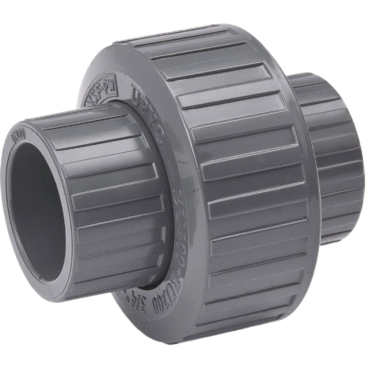 Gray PVC threaded union fitting for plumbing systems in pipes and fittings collection under $50 for home improvement