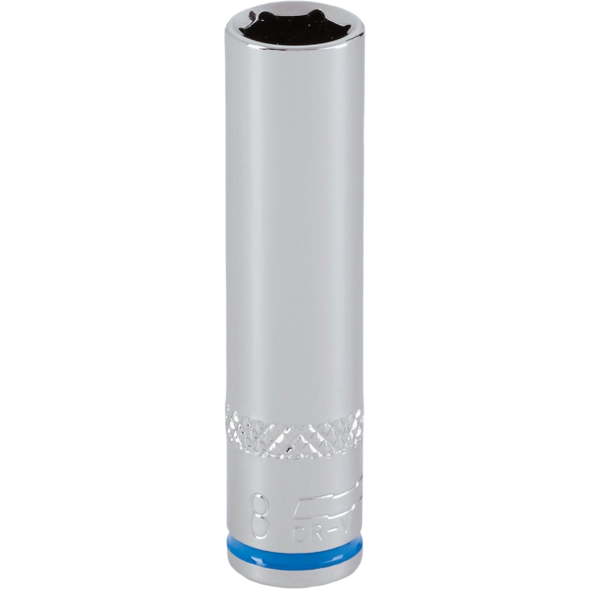 Deep 8mm 6-point metric socket with textured grip and color band from Sockets & Ratchets and Woodworking Tools collections