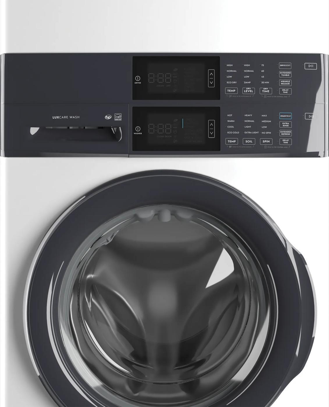 Laundry Tower Single Unit Front Load 4.4 Cu. Ft. Washer & 8 Cu. Ft. Electric Dryer