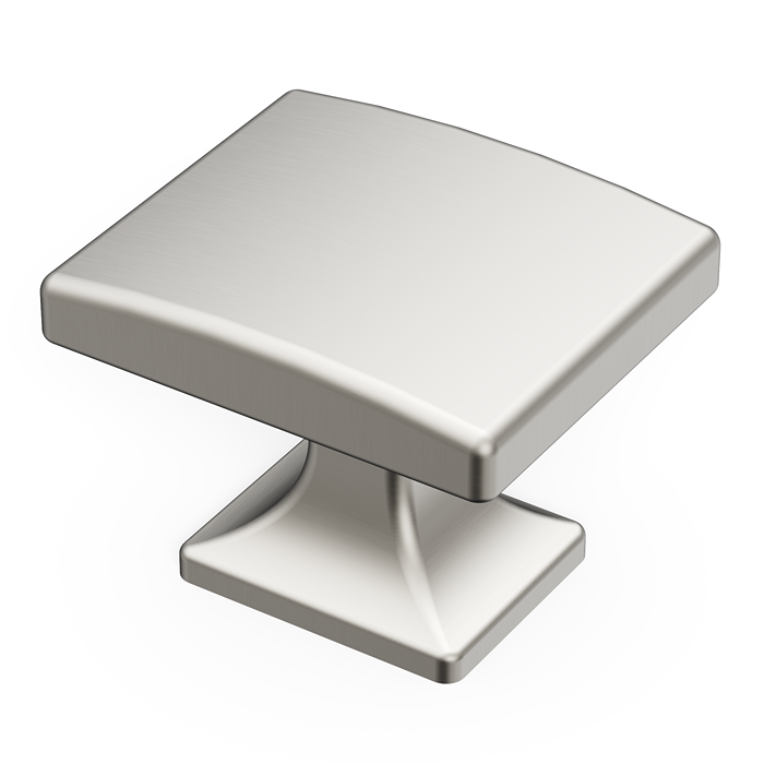 Square satin nickel cabinet knob with smooth finish for furniture hardware in home improvement tools and accessories collections