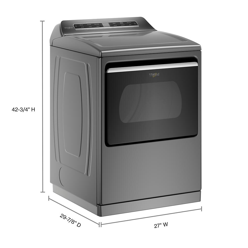 Modern dark gray top load gas dryer with digital control panel in appliances and washers & dryers collection