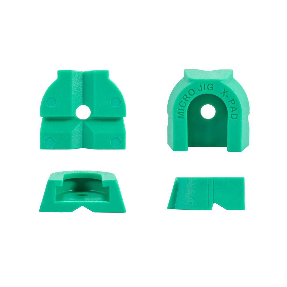 Set of four green Microjig clamping pads for power tool accessories in home improvement and tool collections under $50 category