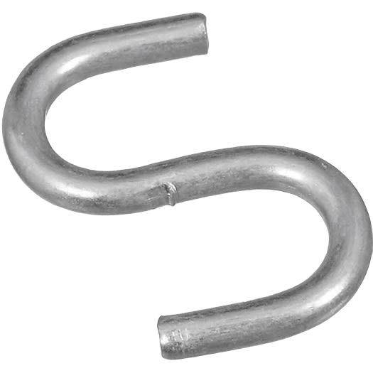 Heavy-duty zinc finished open S hook made of steel for sturdy hanging in hardware and fasteners collections under $50