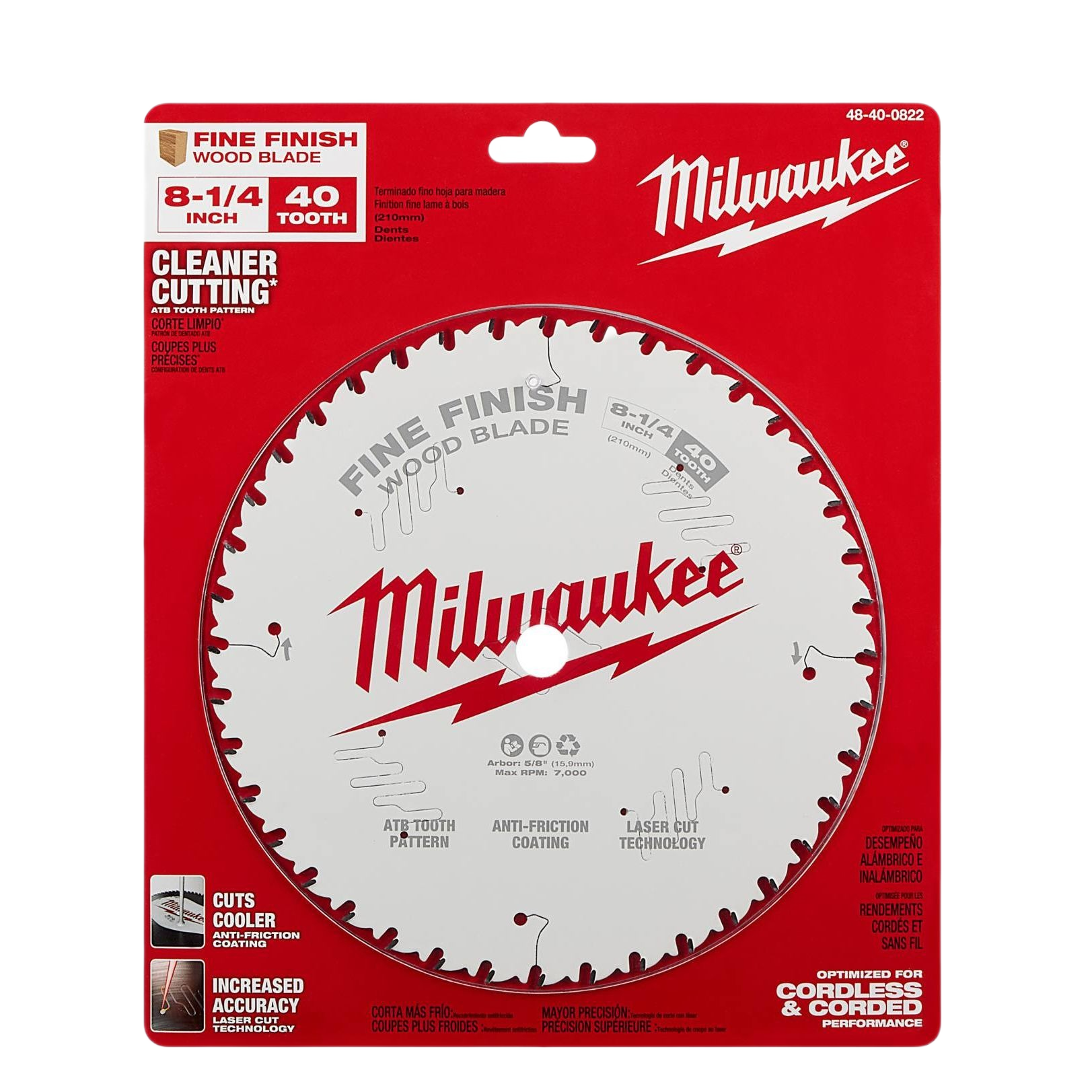 Milwaukee branded 8-1/4 inch 40 tooth fine finish circular saw blade for precision woodworking tasks