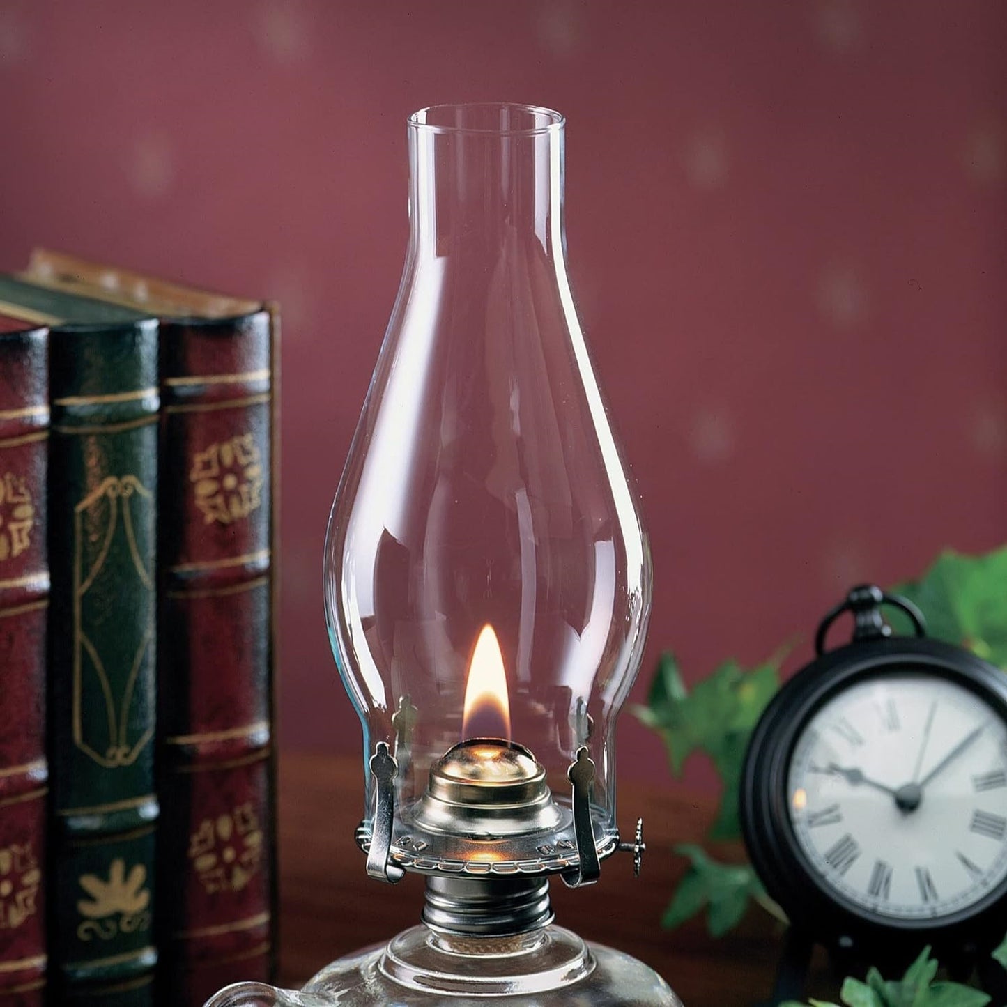 Clear glass chimney with tapered design for use in chamber lamps for home improvement and decorative lighting purposes