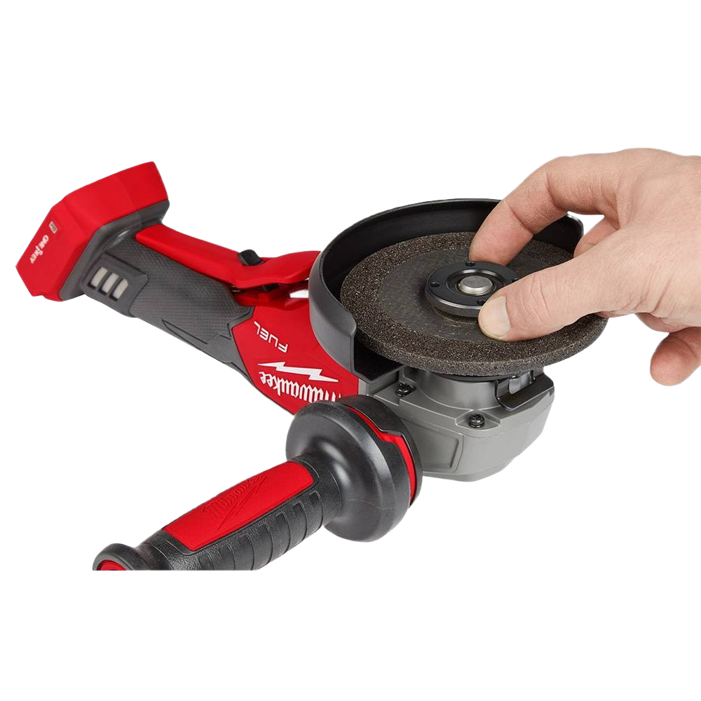 Milwaukee cordless braking grinder with ergonomic handle and paddle switch for precision tool use in home improvement tasks