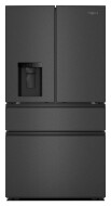 Matte black Whirlpool French door refrigerator with flexible temperature drawer and in-door water dispenser from appliances collection