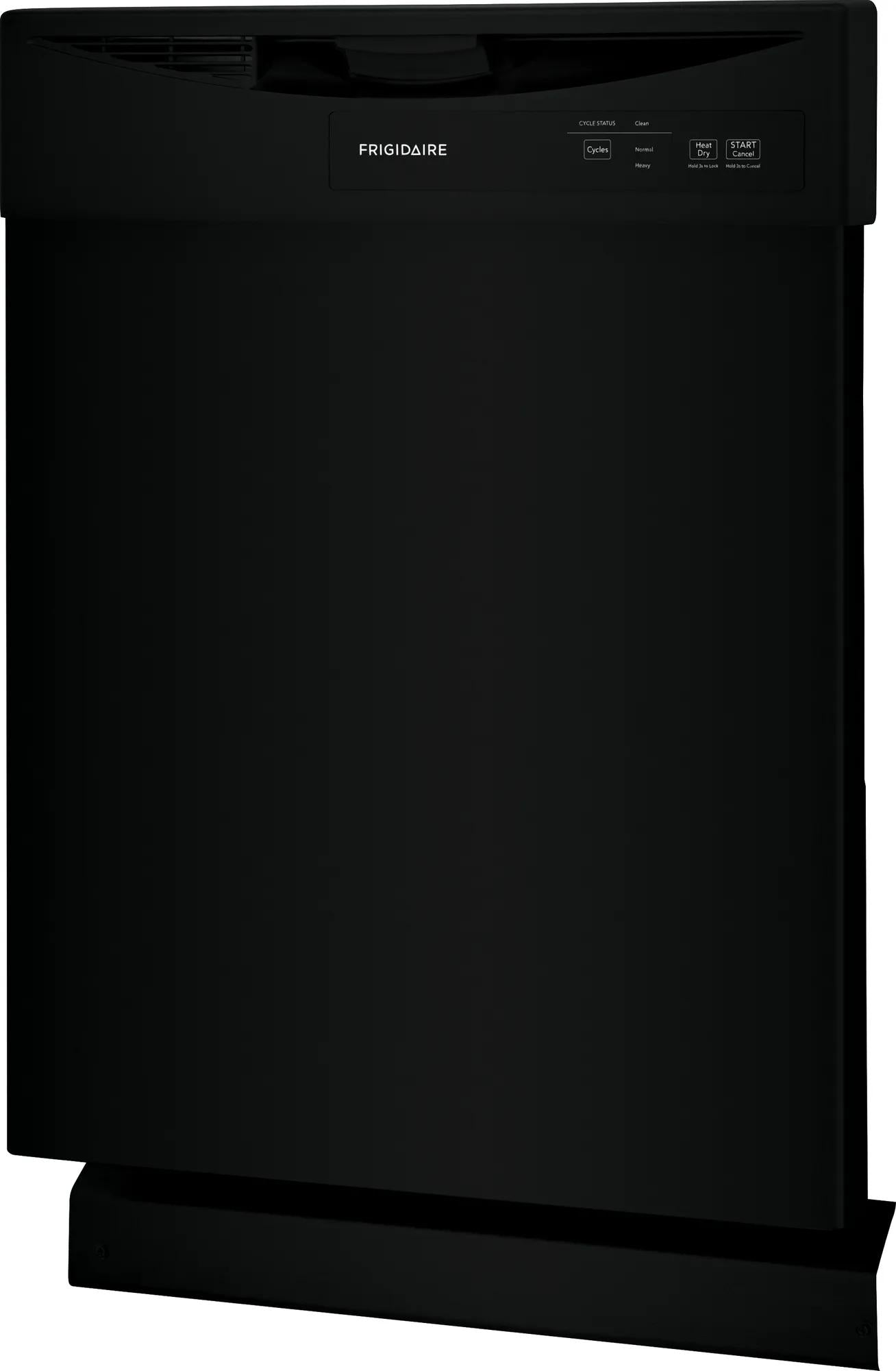 Black built-in dishwasher with digital control panel and cycle options, part of kitchen and appliance collections.
