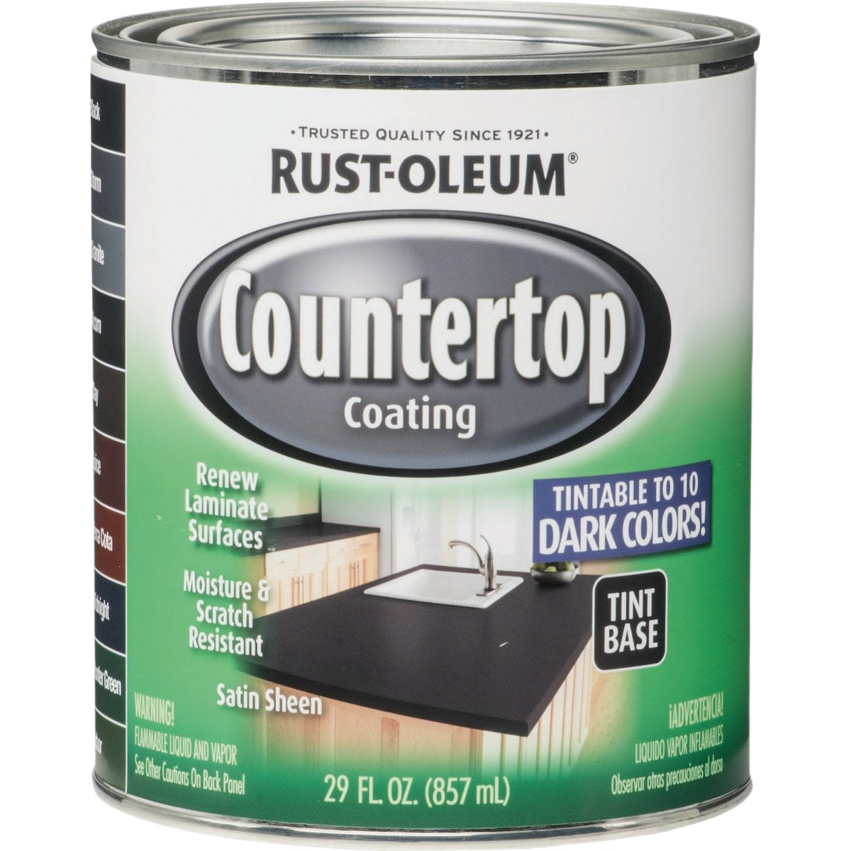 1 quart can of Rust-Oleum countertop coating tint base for renewing laminate surfaces in specialty paint collections