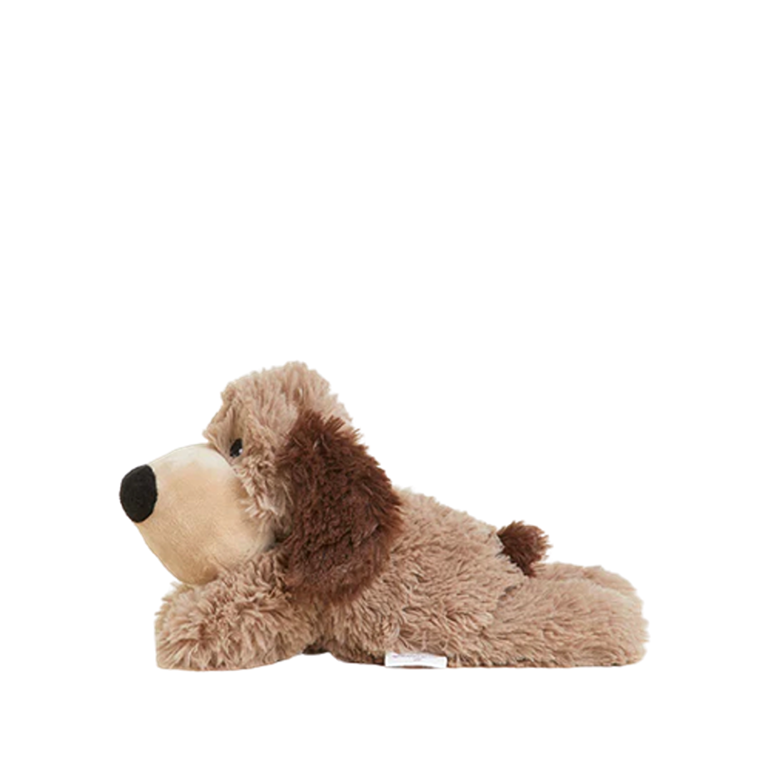 Cozy brown microwavable plush dog for comforting warmth in toys and dolls collections under $50 and $25