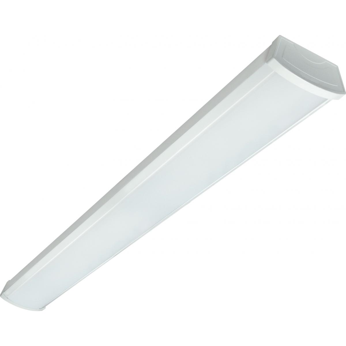White ceiling wrap light fixture with warm white glow, suitable for lighting and electrical home improvement projects under $50.