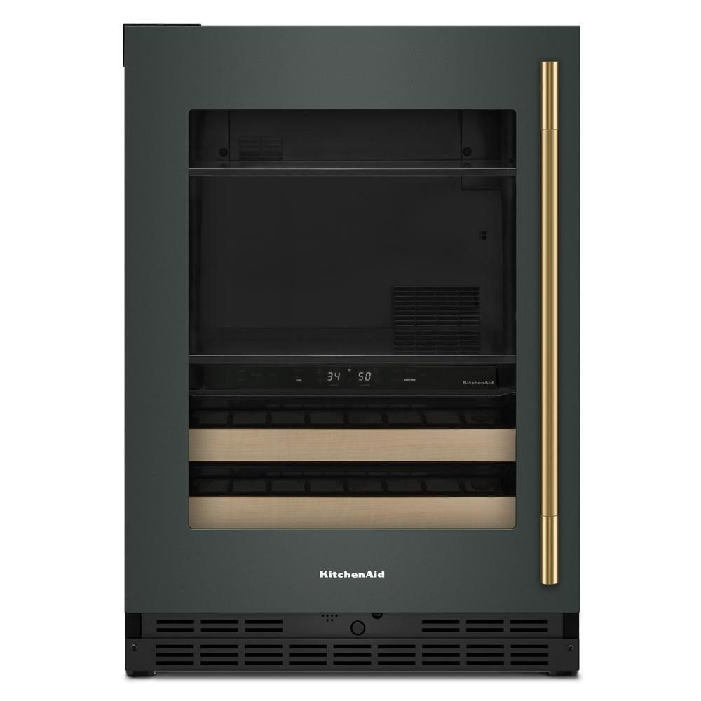 24" Beverage Center with Glass Door and Wood-Front Racks