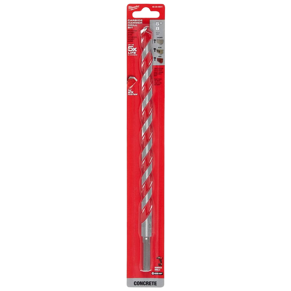 Milwaukee carbide-tipped hammer drill bit for concrete in power tool accessories and home improvement collections
