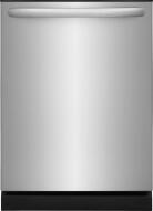 Stainless steel 24-inch built-in dishwasher with streamlined handle, part of kitchenware and appliance collections.