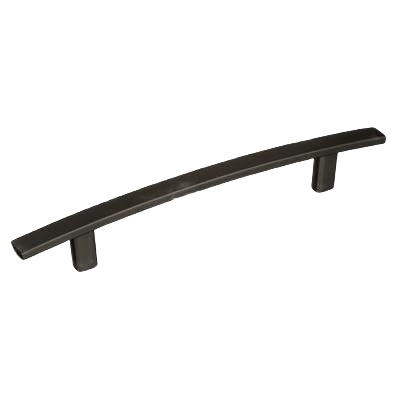 Curved black bronze cabinet pull with two mounting posts for home improvement and hardware use
