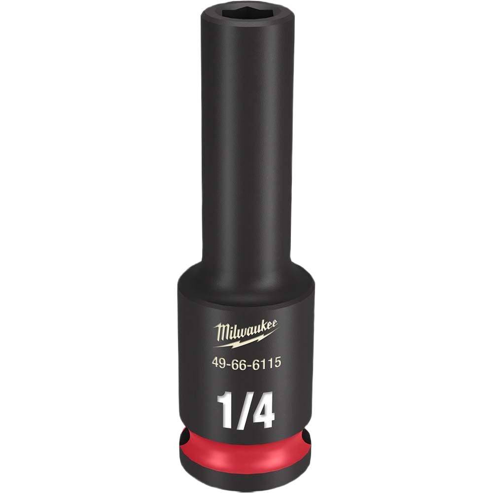 Deep 3/8-inch drive 1/4-inch impact socket with 6-point design for Milwaukee hand tools and woodworking tasks