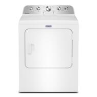 White electric dryer with control knobs and front-load door for home laundry in appliance collection