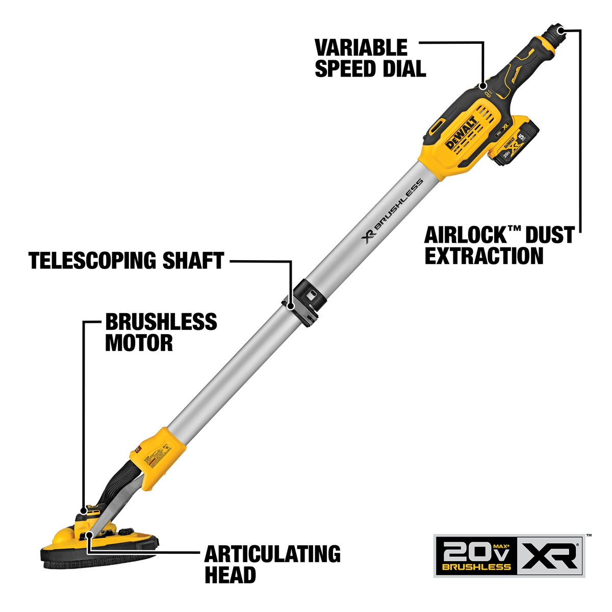 DEWALT 20V MAX* Cordless Drywall Sander Kit, (2 Batteries)