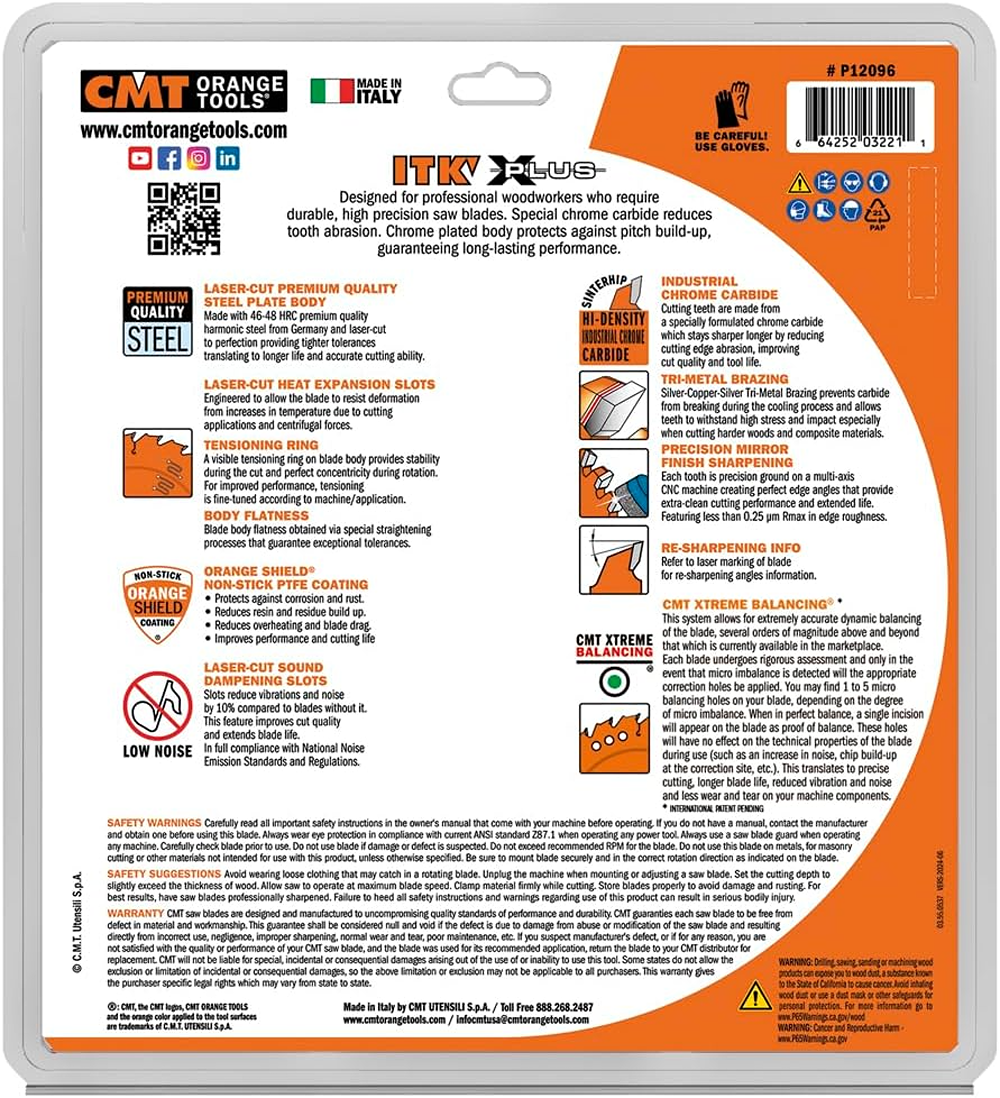 CMT Orange Tools 12" 96T Itk-Xplus® Ultra Finish Saw Blade