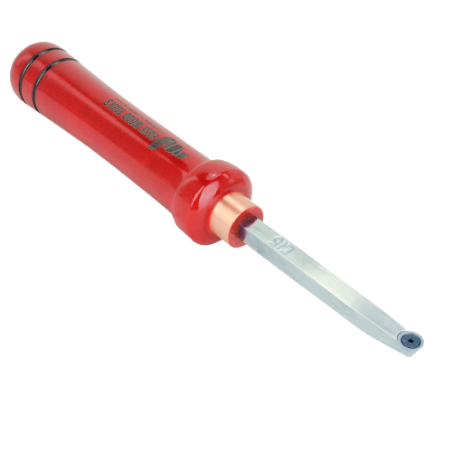 Woodworking hand tool with red ergonomic handle and metal blade designed for detailed finishing in home improvement projects