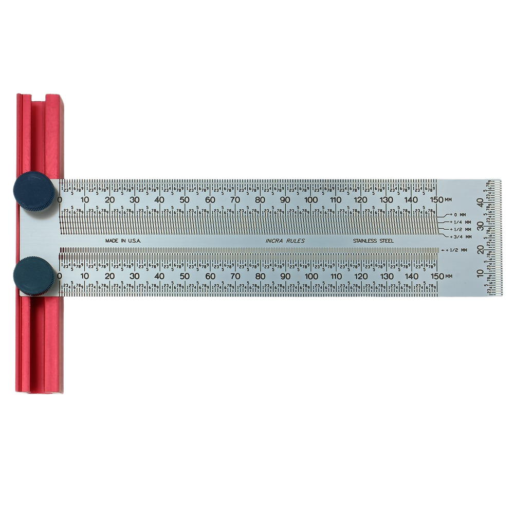 Precision metric T-rule with stainless steel construction for accurate measuring in woodworking and hand tool collections under $50