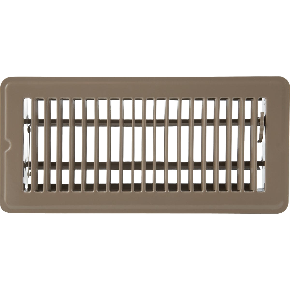 Brown steel floor vent register with adjustable louvers for home improvement and ventilation use