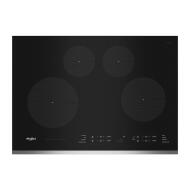 Black 30-inch induction cooktop with four cooking zones and touch controls for efficient kitchen use