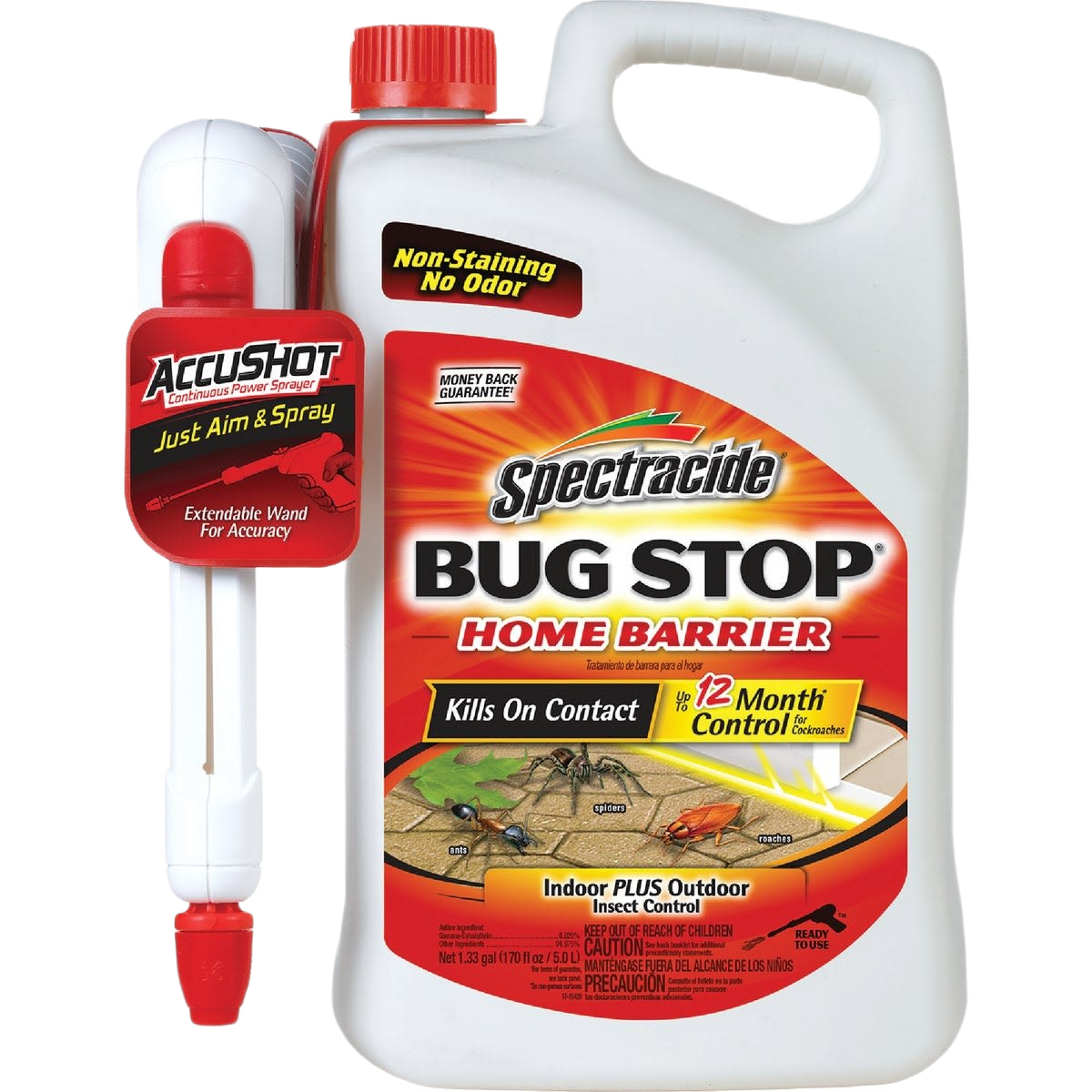 Large container of insect control spray with wand for indoor and outdoor use, part of pest control and lawn care collections under $50