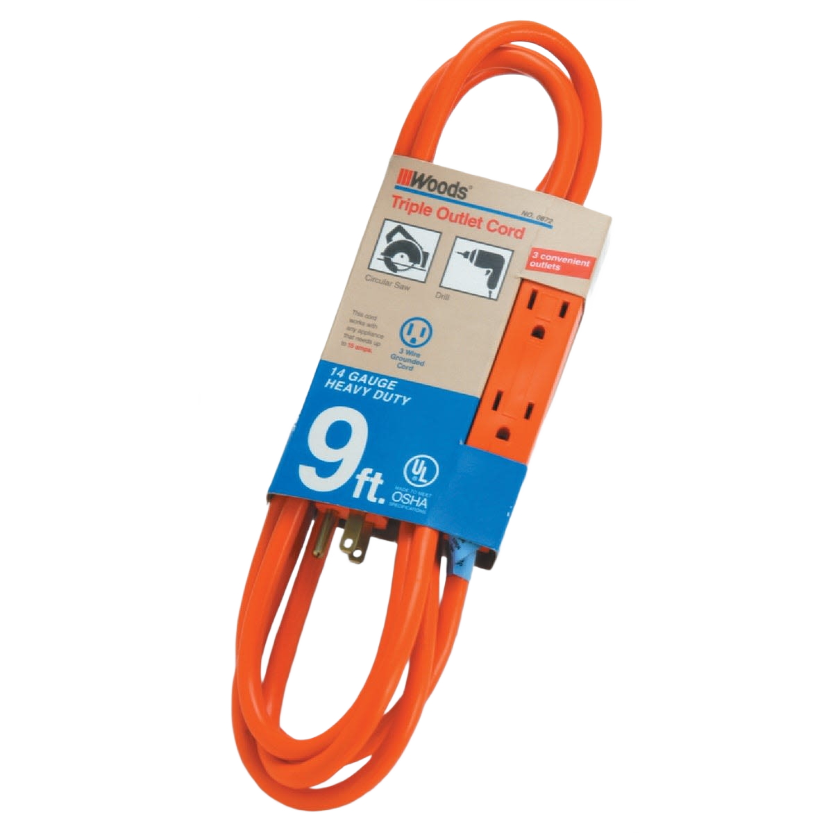 Heavy-duty orange triple outlet extension cord for electrical and home improvement projects under $50 collections