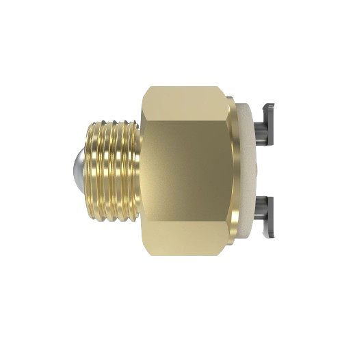 Brass electrical switch part with threaded base and dual metal connectors for John Deere parts and lubricants collection