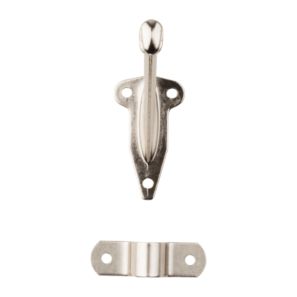 Satin nickel aluminum handrail bracket with mounting holes for secure stair railing support in shelving and organization collections