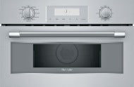 Built-in stainless steel speed oven with digital display and dual control knobs in Microwaves collection
