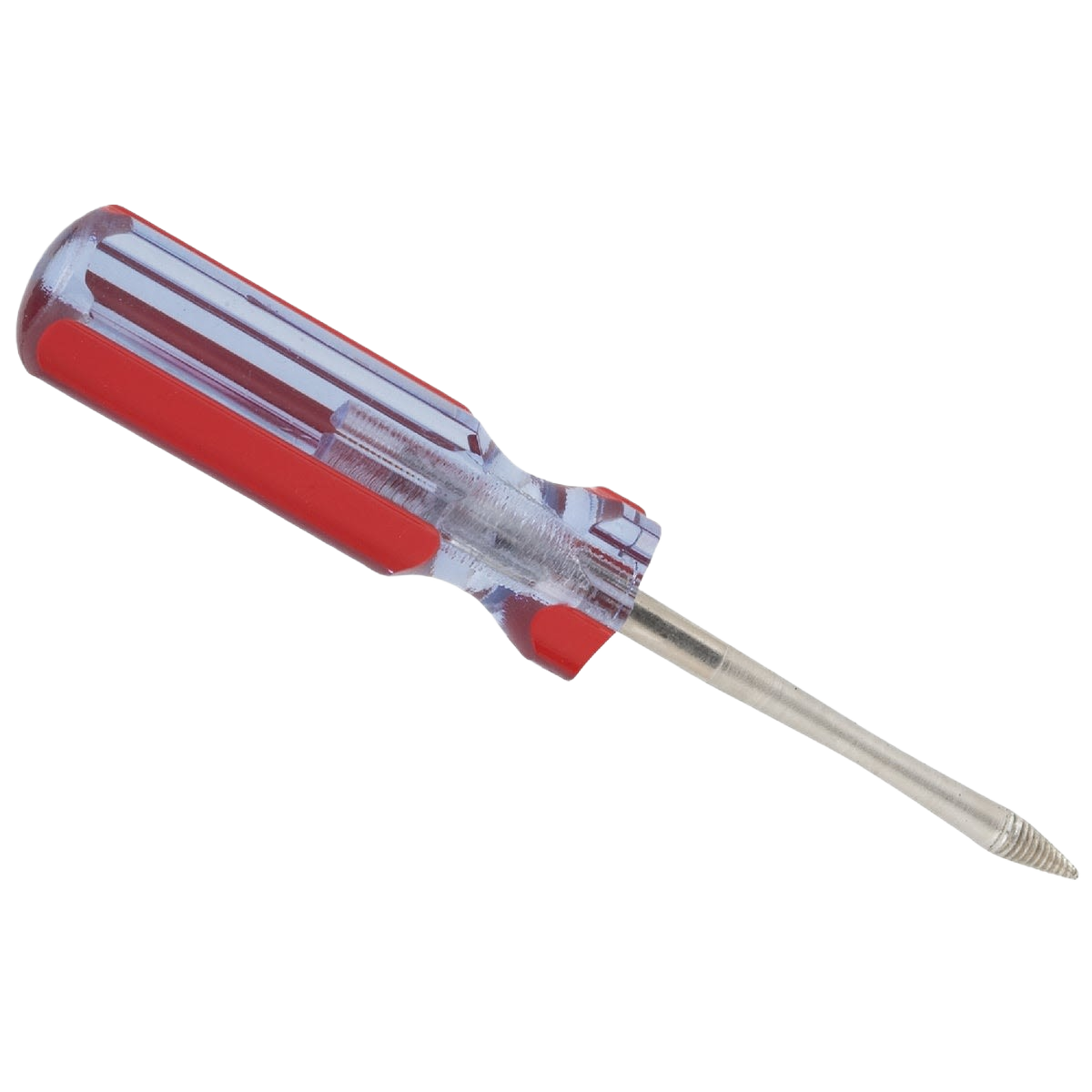 Clear plastic and red-handled screw hole starter tool for precise hole marking and threading in tool accessories collections