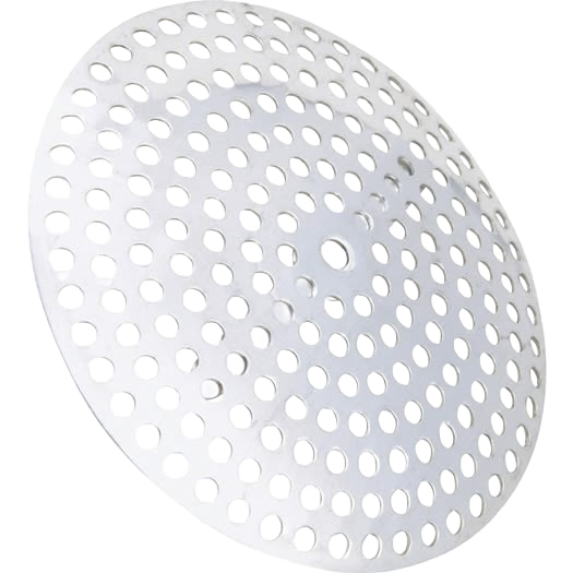Round chrome-plated steel kitchen sink drain strainer with multiple perforations, ideal for kitchen storage and sink organization under $50.