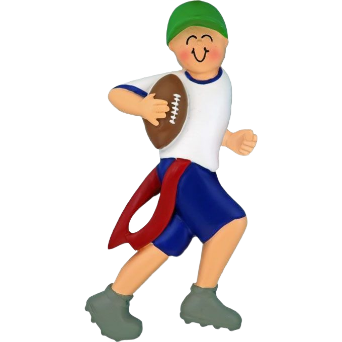 Boy figurine in green cap running with football and red flag for Christmas Ornaments & Tree Decorations under $50 collection