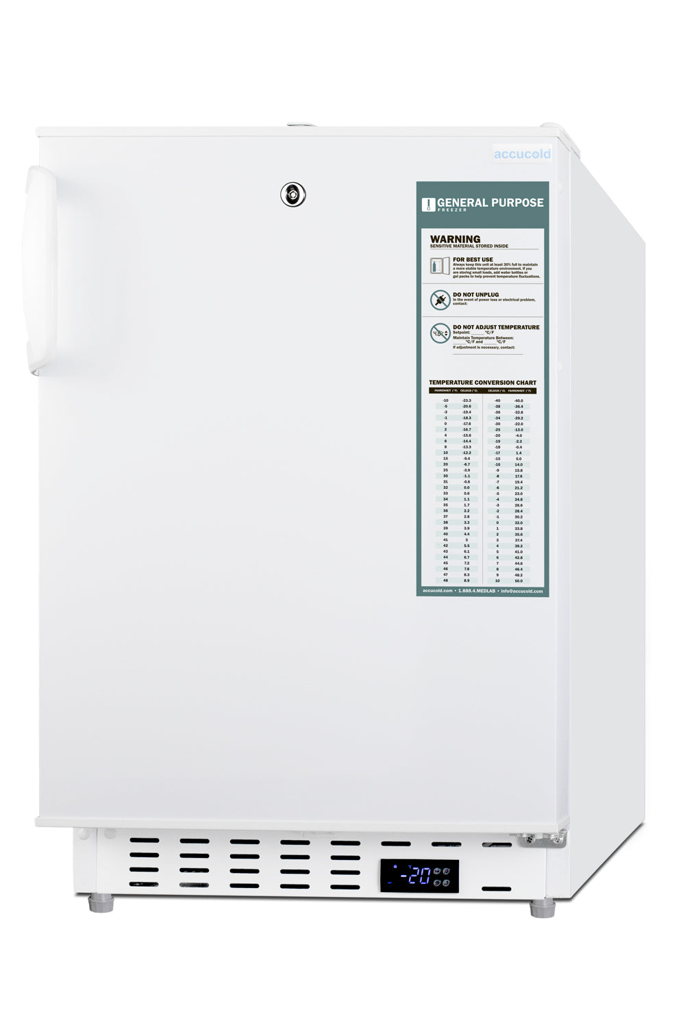 20" Wide Built-In Vaccine All-Freezer, ADA Compliant