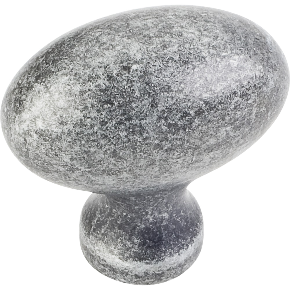 Distressed antique silver Lyon football-shaped cabinet knob for furniture and hardware collections under $50