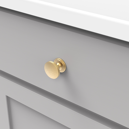 Brushed golden brass cabinet knob with vintage diner style for cabinet hardware and home improvement under $50 collection