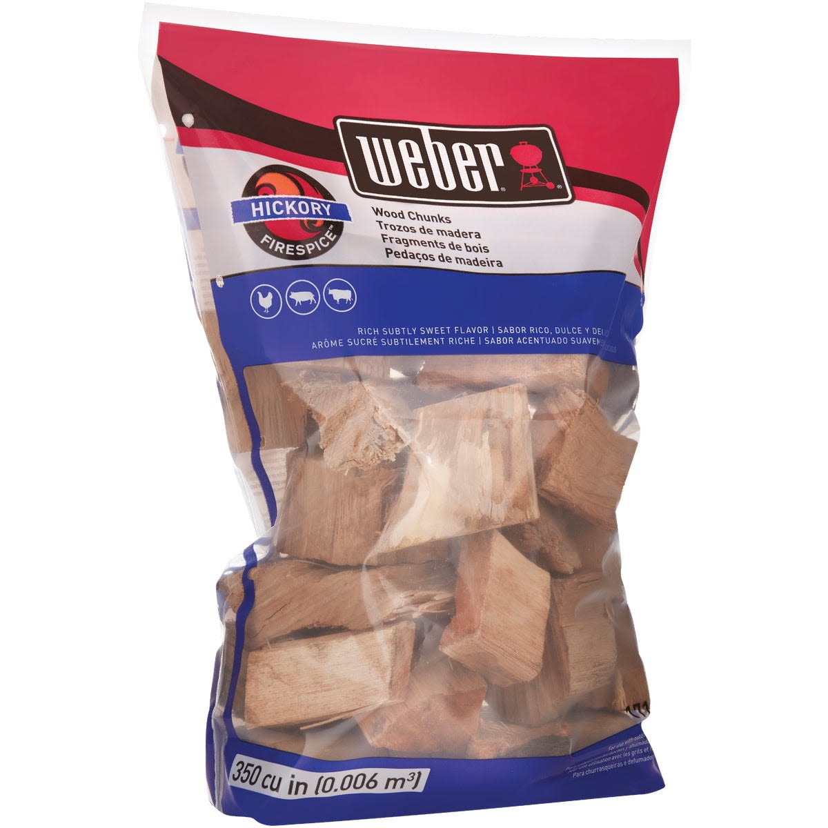 Bag of Weber Firespice hickory wood chunks for grilling in outdoor cooking and grill accessories collections under $50