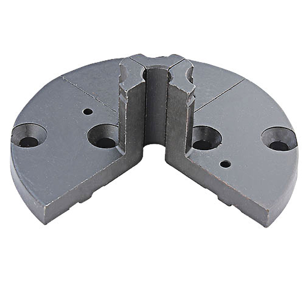 Smooth metal spigot jaws for chuck with mounting holes designed for woodworking tools and home improvement projects