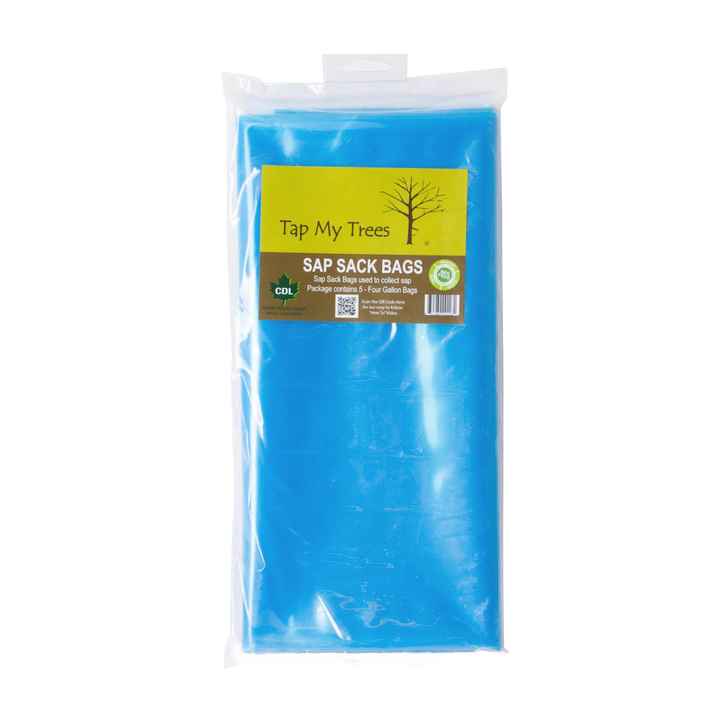 Blue disposable sap sack bags in sealed packaging for outdoor living and lawn & garden use under $50.