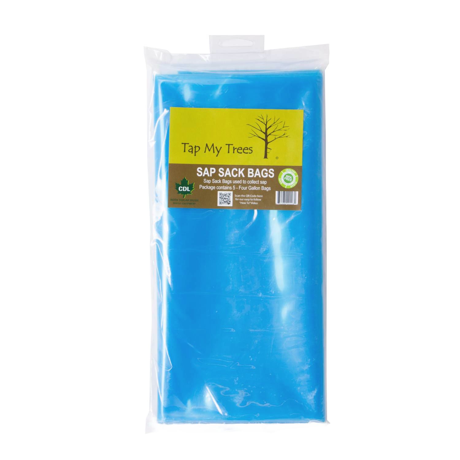 Blue disposable sap sack bags in sealed packaging for outdoor living and lawn & garden use under $50.