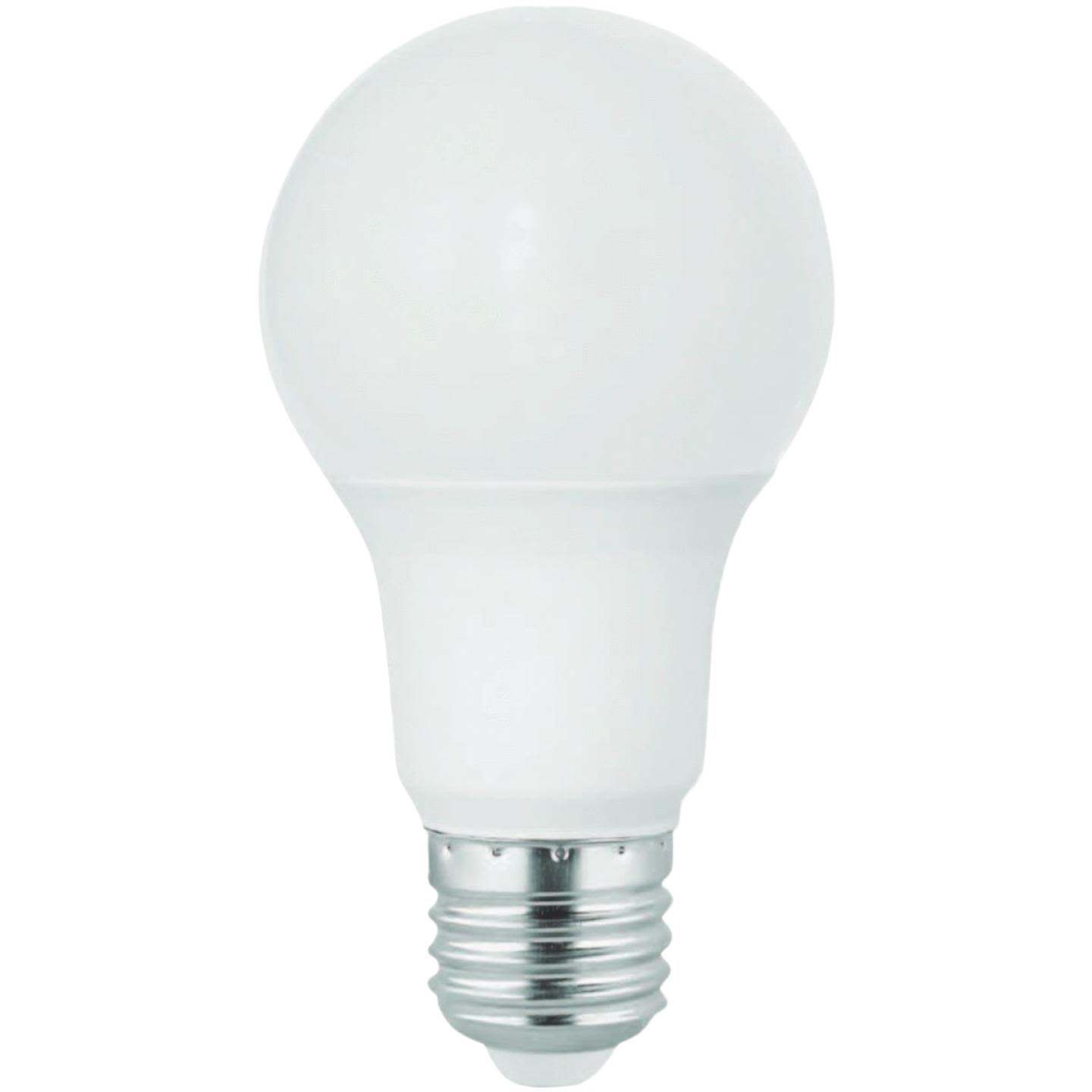 White frosted LED light bulb with medium screw base for energy-efficient lighting and home improvement collections